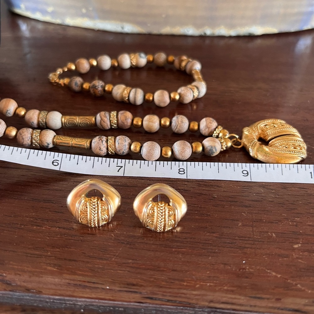Arque Arte, 24k gold jewelry set; necklace, earrings and bracelet. Exquisite! - Picture 5 of 13